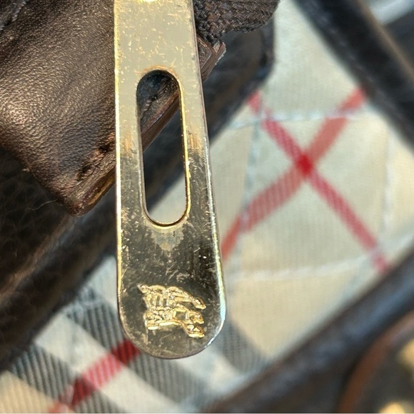 Burberry rare unique chocolate brown plaid check nova prince cloth bag purse - Picture 8 of 9